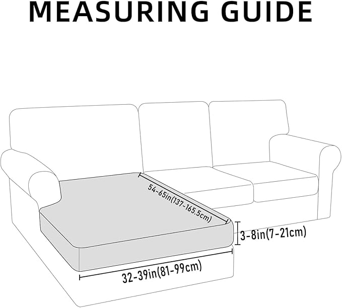 hyha Couch Cushion Covers, Stretch Sofa Seat Cushion Slipcover, Sectional Couch Covers L Shape with Elastic Bottom for Sectional Sofa(Chaise, Blue)