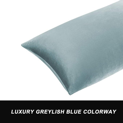GIGIZAZA Stone Blue 12x20 Velvet Decorative Lumbar Throw Pillow Covers for Sofa Bed 2 Pack Soft Cushion Cover
