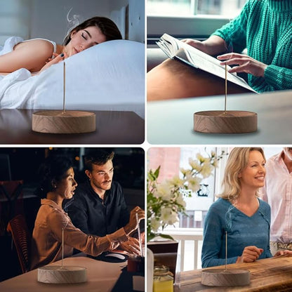 Black Walnut Incense Holder for Sticks - Round Wooden Incense Burner Tray, Handcrafted Natural Aroma Diffuser Bowl with Minimalist Design