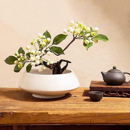 Ceramic Flower Pot Flower Arrangement Set Japanese Ikebana Floral Art Supplies Flower Bowl Decorative Flower Vase for Centerpieces (Large White)