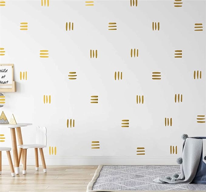 120pcs Modern Line Wall Stickers Boho Nursery Kids Living Room Scandinavian Home Décor Self-Adhesive Murals Vinyo DIY Gift YT5037 (Gold)