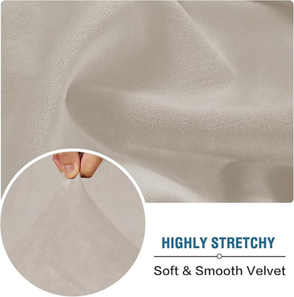 H.VERSAILTEX Velvet Stretch Individual Couch Cushion Cover Plush Slipcover for Loveseat Sofa Furniture Protector Seat Cover (1 Piece Loveseat Cushion Cover, Oatmeal)