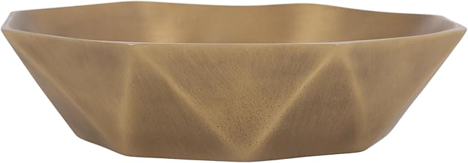 Kate and Laurel Octave Decorative Faceted Metal Bowls, Set of 2, Antique Brass, Cast Aluminum Food-Safe Fruit Bowls for Kitchen Counter or Use as a Key Bowl Set for an Entryway Table