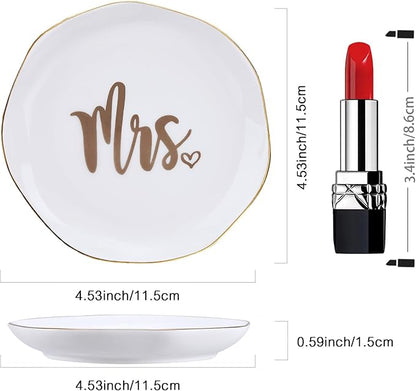 Mrs. Ring Dish Engagement Wedding Ring Holder Jewelry Dish Tray, Engagement Wedding Gifts for Couples Bridal Shower Gifts Bachelorette Gifts for Bride Future Mrs. Gift