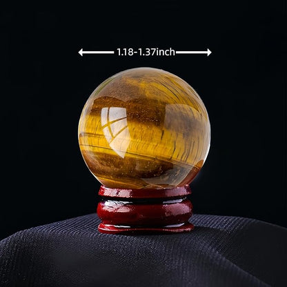 Natural Clear Quartz Crystal Sphere with Stand，5PC Real Crystals Ball, Clear Quartz Small Ball Decor (Tiger Eye Ball)