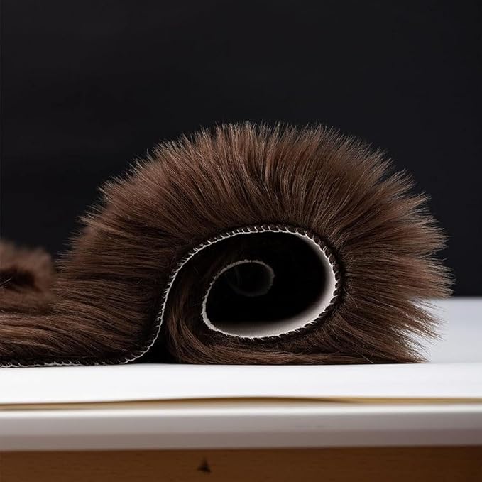 Faux Fur Small Rug 2 x 3 ft Coffee Shaggy Sheepskin Machine Washable Fuzzy Area Rug Super Soft Fluffy Plush Carpet for Bedroom Living Room Floor Nursery Kids Room Bedside Rug
