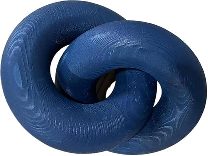 Wood Knot Décor-2 Link Wooden Chain Link Home Decor,Coffee Table Decor Book Shelf Decor Accents Art Decor Living Room Decor Items (Navy Blue)