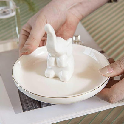 Elephant Ring Holder Dish, Ceramic Jewelry Tray Trinket Dish for Necklace Keychain Organizer, Cute Funny Birthday Wedding Mothers Day Gift for Women Friends Girls