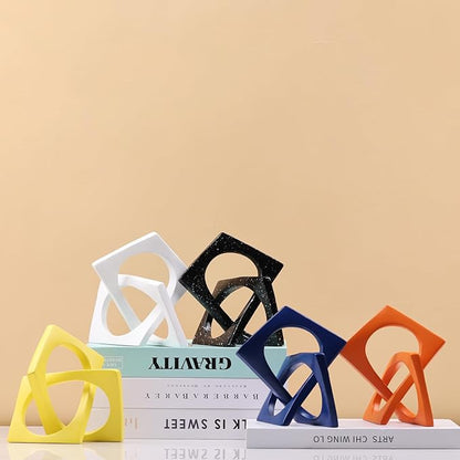 DOVDOV Geometric Cube Orange Knot Decorations, Geometric Sculptures, Modern Home Decorations for Home Decor Accents, Dining Tables, on Shelves, Consoles, entryway Tabletop centrepieces
