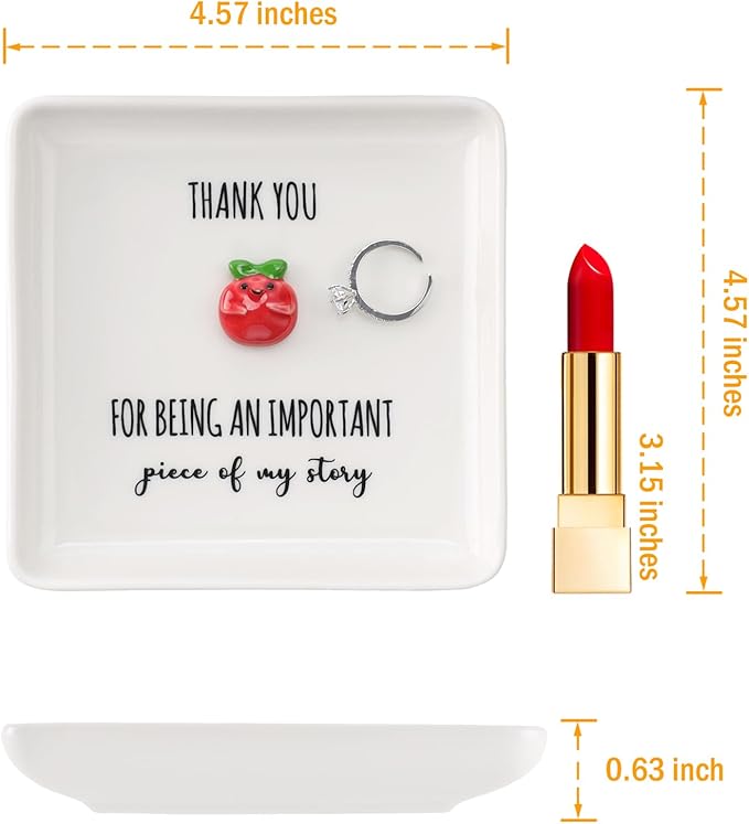 HOME SMILE Gifts for Women Teacher Christmas Ring Dish Jewelry Tray-Graduation Appreciation Thank You School Gifts for Students Teachers Women,Stocking Stuffers for Teacher under 10