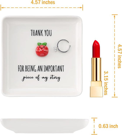 HOME SMILE Gifts for Women Teacher Christmas Ring Dish Jewelry Tray-Graduation Appreciation Thank You School Gifts for Students Teachers Women,Stocking Stuffers for Teacher under 10