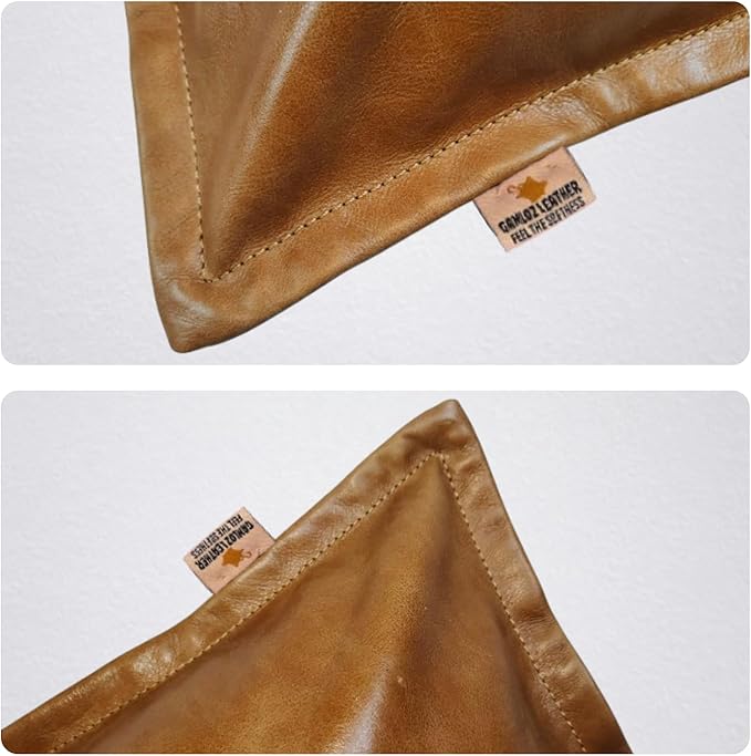 100% Lambskin Leather Pillow Cover - Sofa Cushion Case - Decorative Throw Covers for Living Room & Bedroom, 20x28 Inch - Gold Crunch Box Pack of 2