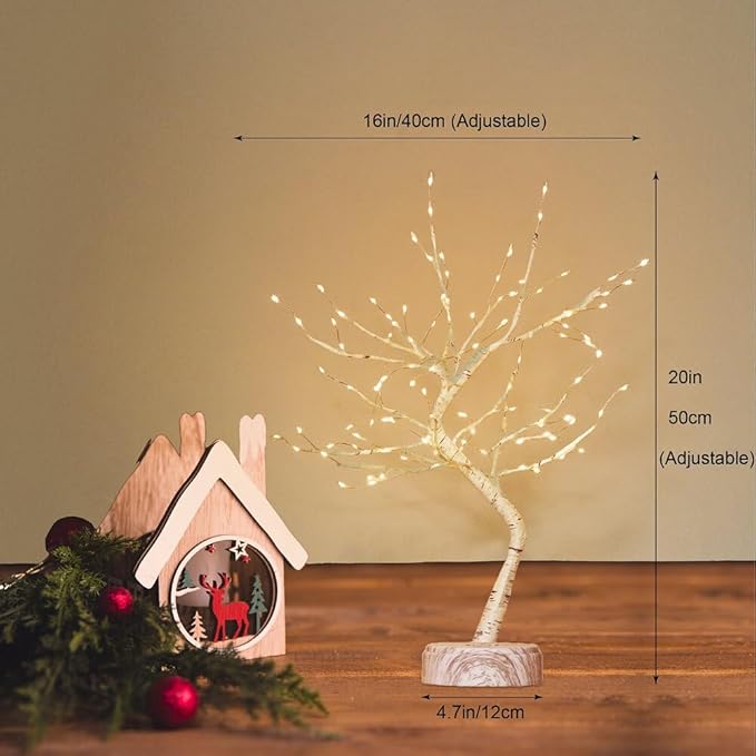 OTAVILEM Room Decor, 20" 108 LED Twinkling Tree Lamp, DIY Artificial Tree Lamp, Battery/USB Operated, Tabletop Bonsai Tree Light for Living Room Bedroom Christmas Home Gifts House Decor