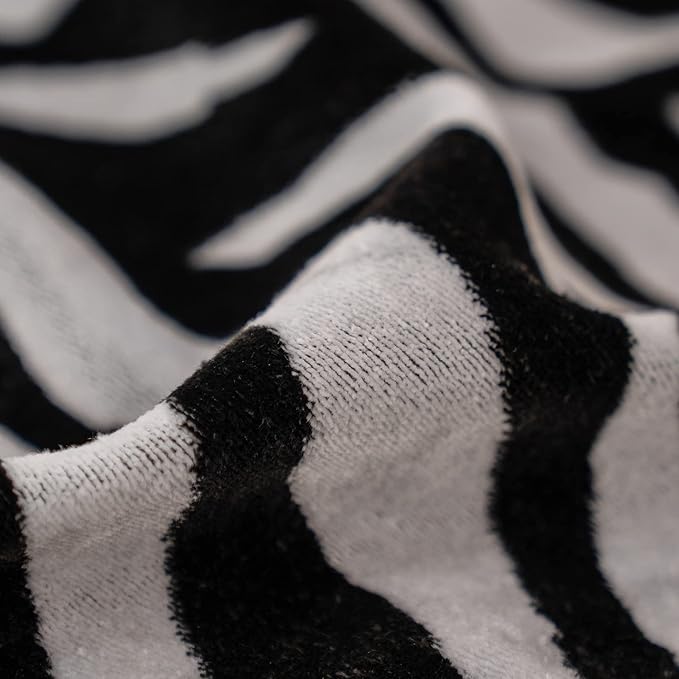 Yangest Black Square Pillow Cover Cut Velvet Zebra Print Cushion Cover Luxury Modern Pillowcover for Couch Living Room Bedroom, 20x20 Inch