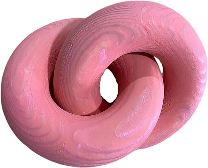 Wood Knot Décor--2 Link Wooden Chain Link Home Decor,Coffee Table Decor Book Shelf Decor Accents Art Decor Living Room Decor Items (Pink)