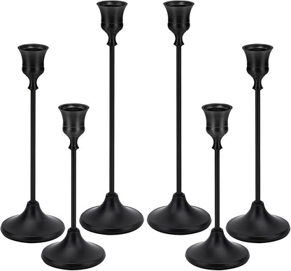 Black Candlestick Holders Taper Metal Candle Sticks Holder for Dining Table, Vintage Candelabra Tall Candle Stand for Tapered Candles, Decorative Centerpiece for Wedding Christmas Party Anniversary