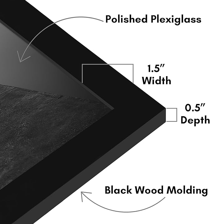 Americanflat 20x26 Picture Frame with Polished Plexiglass - Black Picture Frame - Wide Photo Frames Made of Engineered Wood for Vertical or Horizontal Wall Display - Epic Collection - Black