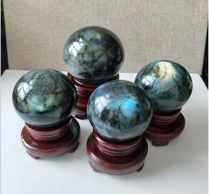 Natural Healing Crystal Labradorite Gemstone Sphere Ball 70mm for Reiki Balancing Meditation Energy Home and Office Decoration (7cm, Labradorite)