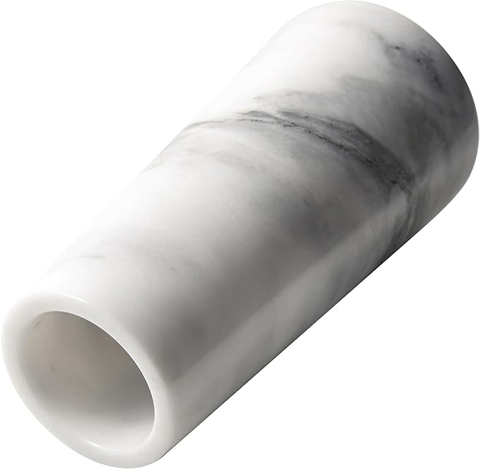 A Grade Natural Marble White Flower Vase, Finely Polished Stone, Decorative Modern Floral Vase, Concisely Designed Centerpiece, Bedroom, Office Wedding (Cylinder)