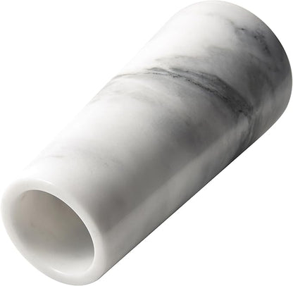 A Grade Natural Marble White Flower Vase, Finely Polished Stone, Decorative Modern Floral Vase, Concisely Designed Centerpiece, Bedroom, Office Wedding (Cylinder)