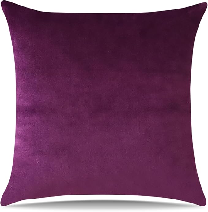 Artscope Luxury Velvet Pillow Covers Super Soft Decorative Square Throw Pillow Covers Case Cushion Covers for Sofa Couch Bedroom Car Decor 20x20 Inch Eggplant Purple