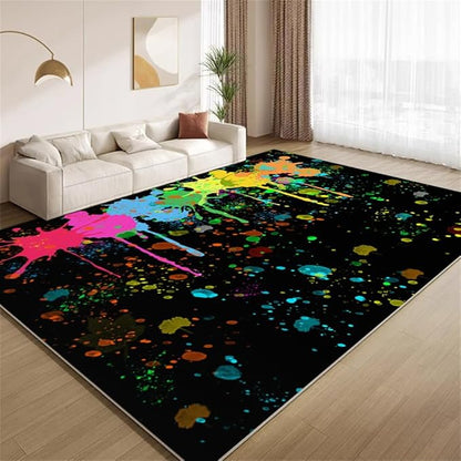 Colorful Paint Splash Rug 5x8 Area Rugs Abstract Grunge Graffiti Rugs Ultra Soft Washable Faux Wool Non Slip Carpet for Bedroom Living Room Study Kids Room Office Home Decor Mats