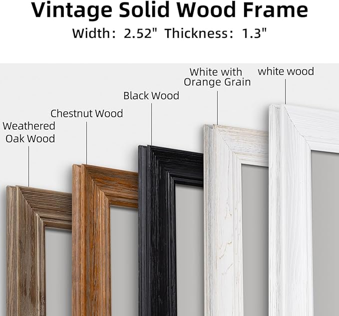 24" x 36" Rustic Wooden Framed Wall Mirror for Bathroom, White Wood Vanity Rectangle Mirror for Over Sink, Waterproof, Decor Bathroom, Living Room, Bedroom, Entryway, Horizontal/Vertical