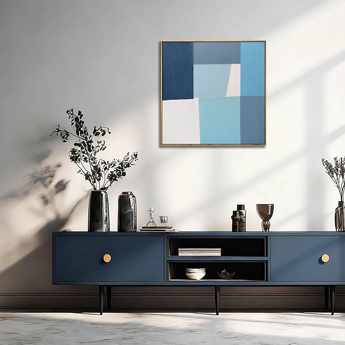 LEVERUP Abstract Photos Art Blue Wall Artwork Minimalist Printings Posters Modern Wall Decor for Living Room Bedroom Office 20×20 Inch Hallway Decorations