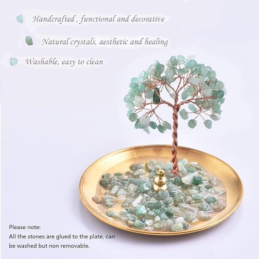 Incense Holder for Sticks, Healing Crystal Stone Money Tree Incense Burner, Ash Catcher for Yoga, Meditation and Home Decor