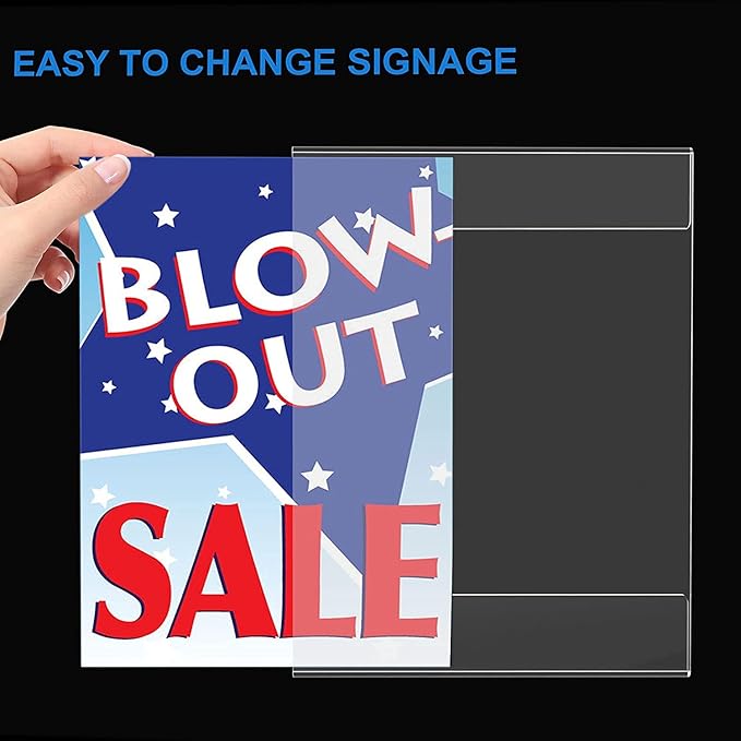 Dingelex 24 Pack Acrylic Wall Mount Horizontal Sign Holder 8.5x11,Clear Door Sign Holder Hanging Plastic Document Holder,Acrylic Wall Frame Plastic Wall Holders for Paper,No Drilling, Landscape