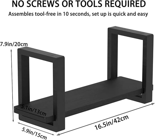 Adjustable Desktop Bookshelf Wooden Desk Book Holder Organizer Tabletop Bookshelf Mini Book Shelf Magazine Files Letters Storage Racks for Home Office Supplies, Great for Small Space, Black