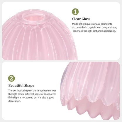 Tulip Lamp Shades Replacement, 5" Dia. * 4.25" H Cream Pink Glass Sconce Shade Heavy and Thick for Wall Sconces Pendant Lights Ceiling Lights Chandelier, 2 Pack