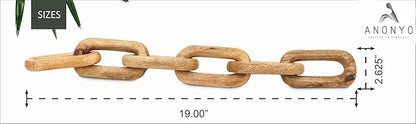 Boho Wooden Link Decor for Coffee Object for Coffee Table & Shelf Knot Sculpture, Farmhouse Rustic Shelf Natural Wood Chain Links for Living Room, Entryway, Console,Office Home Accent