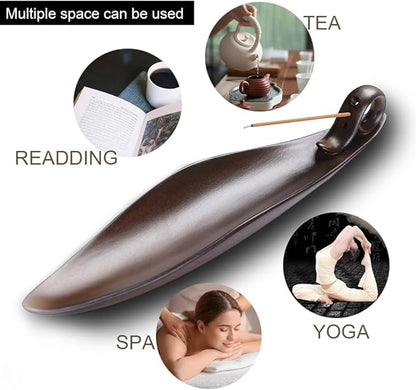 9" Length Incense Stick Holder with 3 Holes, White Porcelain Incense Tray Ash Cather for Spa, Meditation Room, Yoga, Home, Office (Brown)