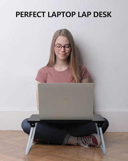 Portable Lap Desk Bed Desk Lap Table Bed Table, Laptop Stand Breakfast Serving Tray, Foldable & Lightweight Mini Table, Lap Tablet Desk for Sofa Couch Floor - - Black