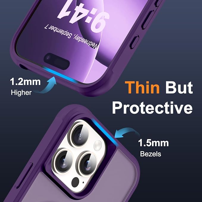 Compatible with iPhone 16 Pro Case with Invisible Magnetic O-Ring Stand Military-Grade Translucent Case for iPhone 16 Pro 6.3" [Compatible with Mag-Safe][Great Grip Feeling], Purple