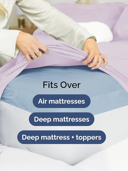 Extra Deep Twin Sheet Set - 4 Piece Breathable and Cooling Sheets - Hotel Luxury Bed Sheets Set - Easy Fit - Soft, Wrinkle Free and Comfy Sheets Set - Light Lavender Sheet Set with Extra Deep Pockets