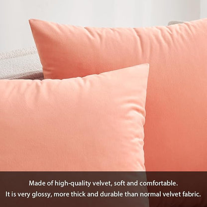 MIULEE Velvet Throw Pillow Covers 20x20 Inch, Pack of 2 - Coral Red, Soft Solid Decorative Pillow Covers Cushion Cases Modern Luxury Home Decor for Spring Couch Sofa Bedroom Livingroom