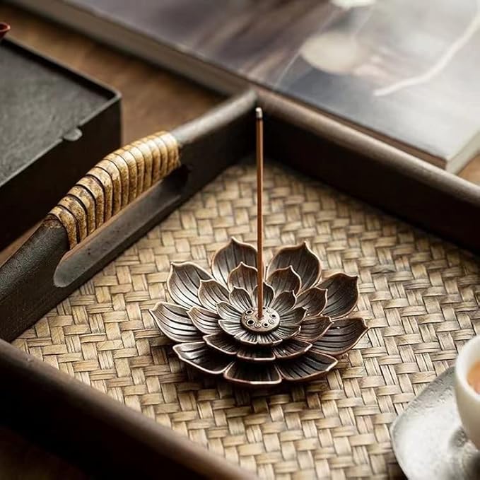 2 Pack Lotus Shaped Incense Plate, Sandalwood Burner, Stick Censer Household Yoga Studios Buddhism Nasturtium Incense Line Holder