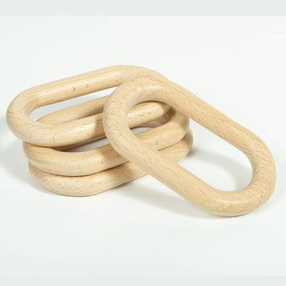 Hand-Carved Wood Chain, Natural Wood, Modern Farmhouse Decor