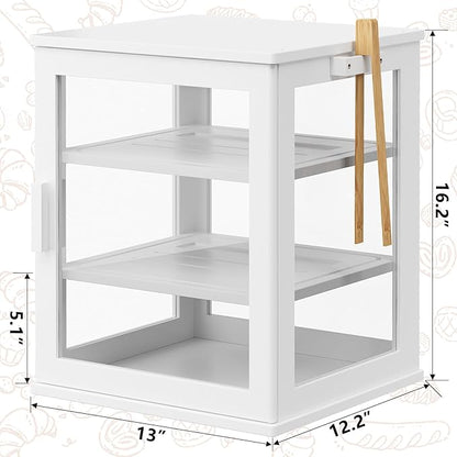 WOWLIVE Bread Box for Kitchen Countertop, Large 3 Layers Bread Storage Container for Homemade Bread with Window, Farmhouse Breadbox Organizer for Kitchen, Cabinet, Pantry (White, Extra Large)