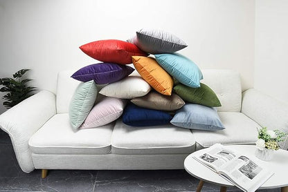 Artaimee Ivory White Velvet Throw Pillow Covers (18x18 Inches, Pack of 2) – Soft & Cozy Cushion Cases for Sofa, Bed, Couch, Office, & Car – Hidden Zipper, Decorative Accent for Living Room & Bedroom