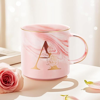 Valentines Day Gifts for Her, Anniversary Birthday Galentines Gifts for Women Mom Grandma Friend Sister Wife Teacher Coworker, Personalized Initial Customized Gift Monogrammed A-Z Coffee Mug 12 OZ