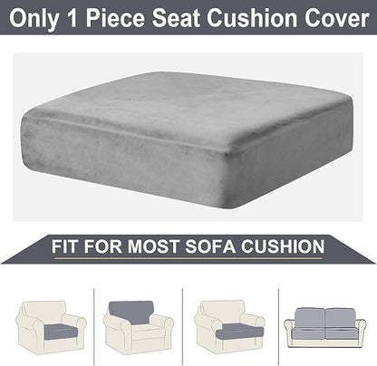 NAISI Couch Cushion Covers 1 Piece Velvet Stretch Sofa Seat Covers or Backrest Covers Soft Individual Couch Covers for Sectional Sofa(1 PC for Seat Cushion or Backrest,Light Grey)