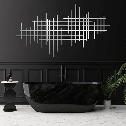 Geometric Line Metal Wall Art, Minimalist Geometric Metal Wall Art, Line Wall Decor, Modern Luxury Wall Decor, Abstract Wall Decorations, Minimalist Bedroom Wall Hanging (Black, 35"x20"/90x51cm)