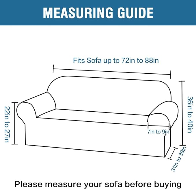 H.VERSAILTEX Stretch Couch Covers for Sofa 1 Piece Slipcovers for Couches and Sofas 3 Seater Couch Cover Feature Thick Checked Jacquard Fabric with Elastic Bottom(Sofa 72"-88" Wide, Burnt Brick)