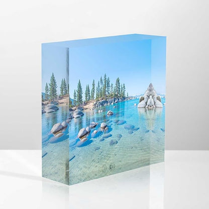 Desk Ornaments: Beautiful Blue Clear Water Farewell Gift for Coworkers, Appreciation for Teachers, New Home Gift for Friends - 4x4x1 Inch