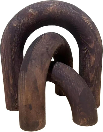 3Pcs Wood Arch Decor Accents - Home Book Table Decorative Rustic Arch Decor Modern Boho Minimalist Coffee Table Bookshelf Living Room Entryway Aesthetic Decorations Objects (Purple)