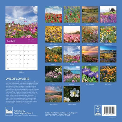 Wild Flowers Wall Calendar 2026 | 12" x 24" Open | Giftable Floral Garden Calendar 2026 | Thick & Sturdy Paper for Organizing & Planning | Pacific Waters Press (Wild Flowers)