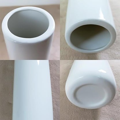 12Inch Tall Ceramic White Flower Vase,Home Decor White Vases for Pampas Grass,Modern Textured Vases for Living Room Decorations,Shelf,Table Centerpieces,Farmhouse Small Ceramic Vase